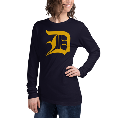 Detroit 'Old English D' T-Shirt (Gold) | Unisex Long Sleeve