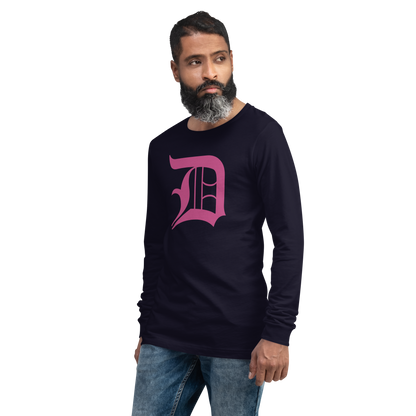 Detroit 'Old English D' T-Shirt (Apple Blossom Pink) | Unisex Long Sleeve