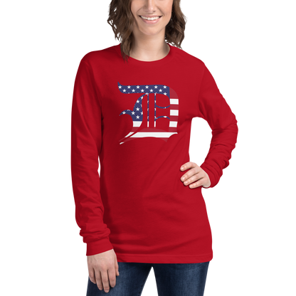 Detroit 'Old English D' T-Shirt (Patriotic Edition) | Unisex Long Sleeve