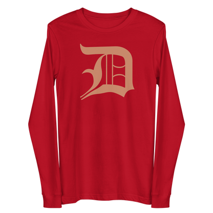 Detroit 'Old English D' T-Shirt (Copper Color) | Unisex Long Sleeve