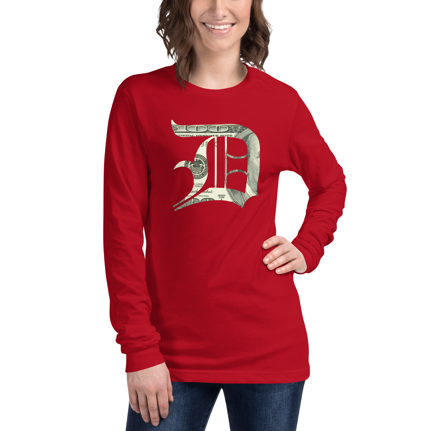 Detroit 'Old English D' T-Shirt (Benjamins Edition) | Unisex Long Sleeve