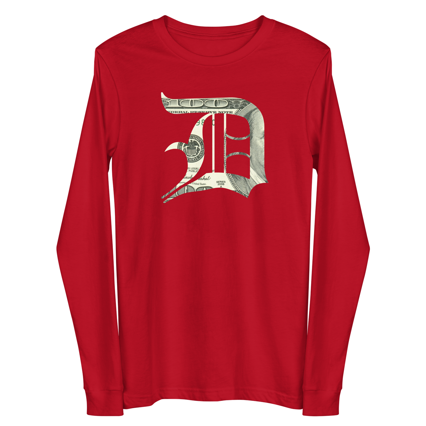 Detroit 'Old English D' T-Shirt (Benjamins Edition) | Unisex Long Sleeve