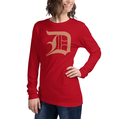 Detroit 'Old English D' T-Shirt (Copper Color) | Unisex Long Sleeve