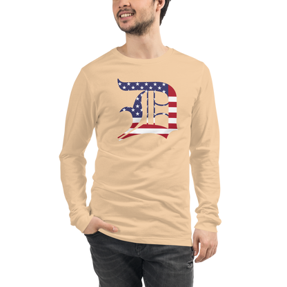 Detroit 'Old English D' T-Shirt (Patriotic Edition) | Unisex Long Sleeve