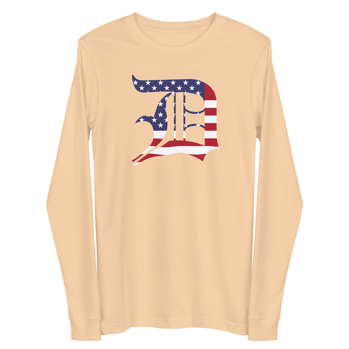 Detroit 'Old English D' T-Shirt (Patriotic Edition) | Unisex Long Sleeve