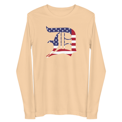 Detroit 'Old English D' T-Shirt (Patriotic Edition) | Unisex Long Sleeve