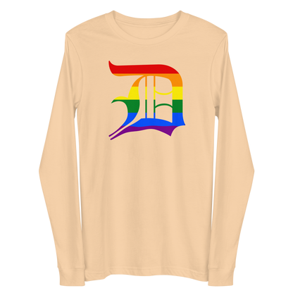 Detroit 'Old English D' T-Shirt (Rainbow Pride Edition) | Unisex Long Sleeve