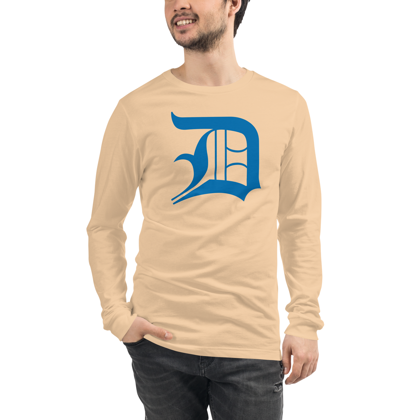 Detroit 'Old English D' T-Shirt (Azure) | Unisex Long Sleeve