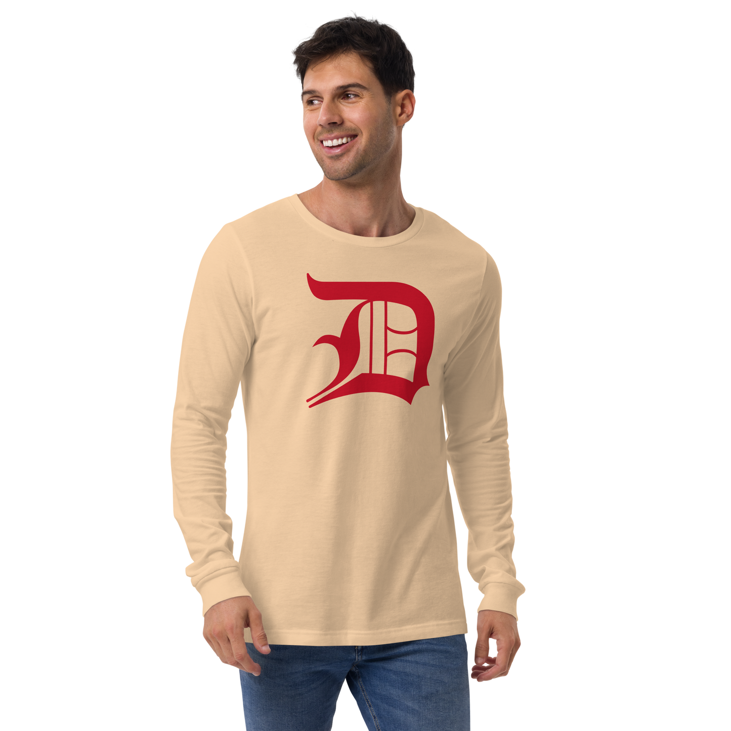 Detroit 'Old English D' T-Shirt (Aliform Red) | Unisex Long Sleeve