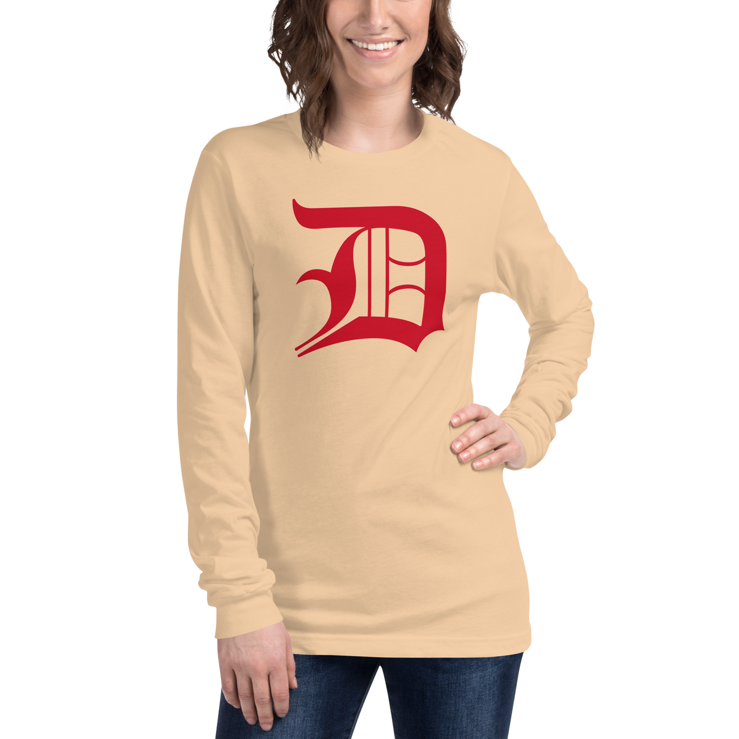 Detroit 'Old English D' T-Shirt (Aliform Red) | Unisex Long Sleeve