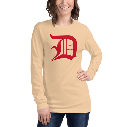 Detroit 'Old English D' T-Shirt (Aliform Red) | Unisex Long Sleeve