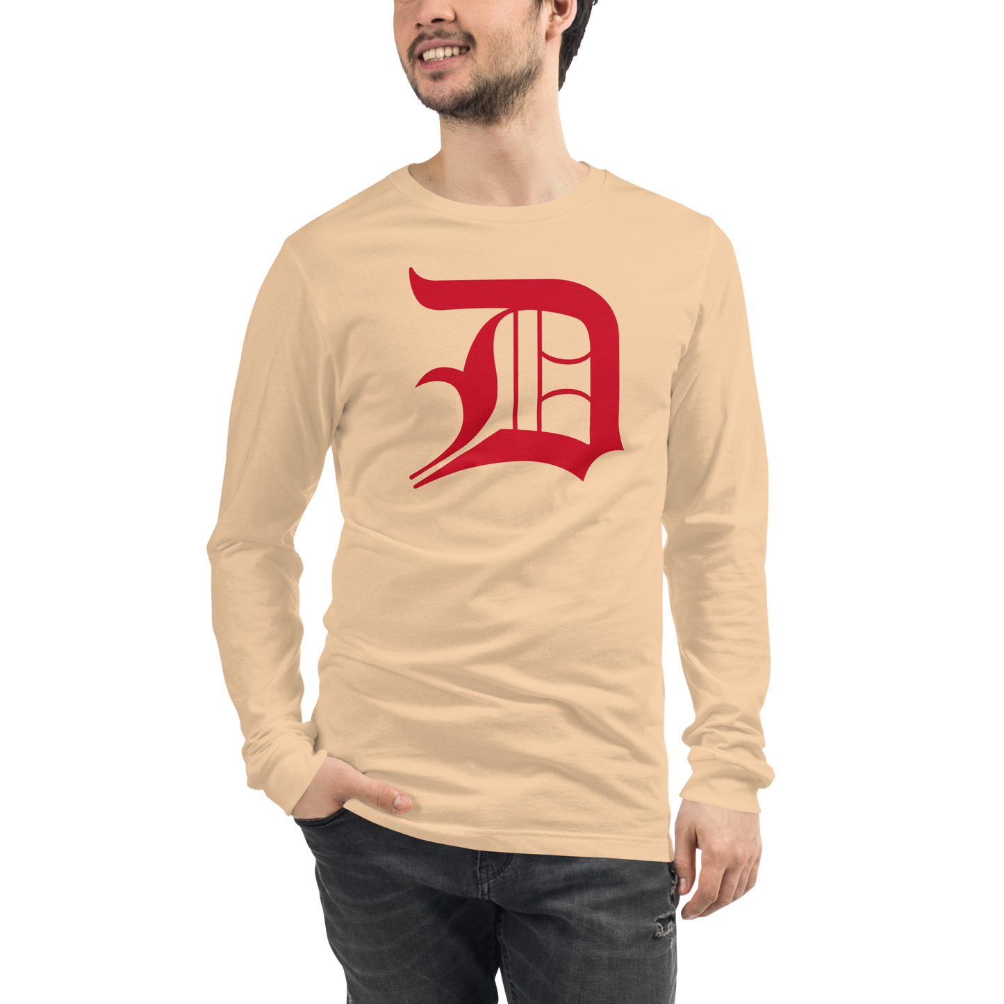 Detroit 'Old English D' T-Shirt (Aliform Red) | Unisex Long Sleeve