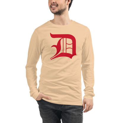 Detroit 'Old English D' T-Shirt (Aliform Red) | Unisex Long Sleeve