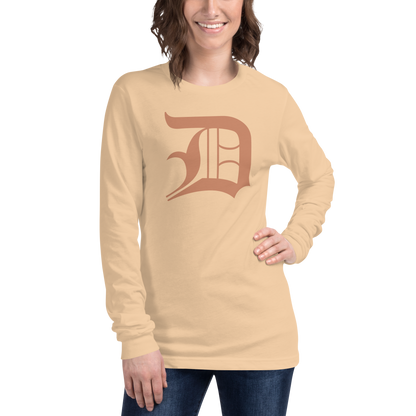 Detroit 'Old English D' T-Shirt (Copper Color) | Unisex Long Sleeve