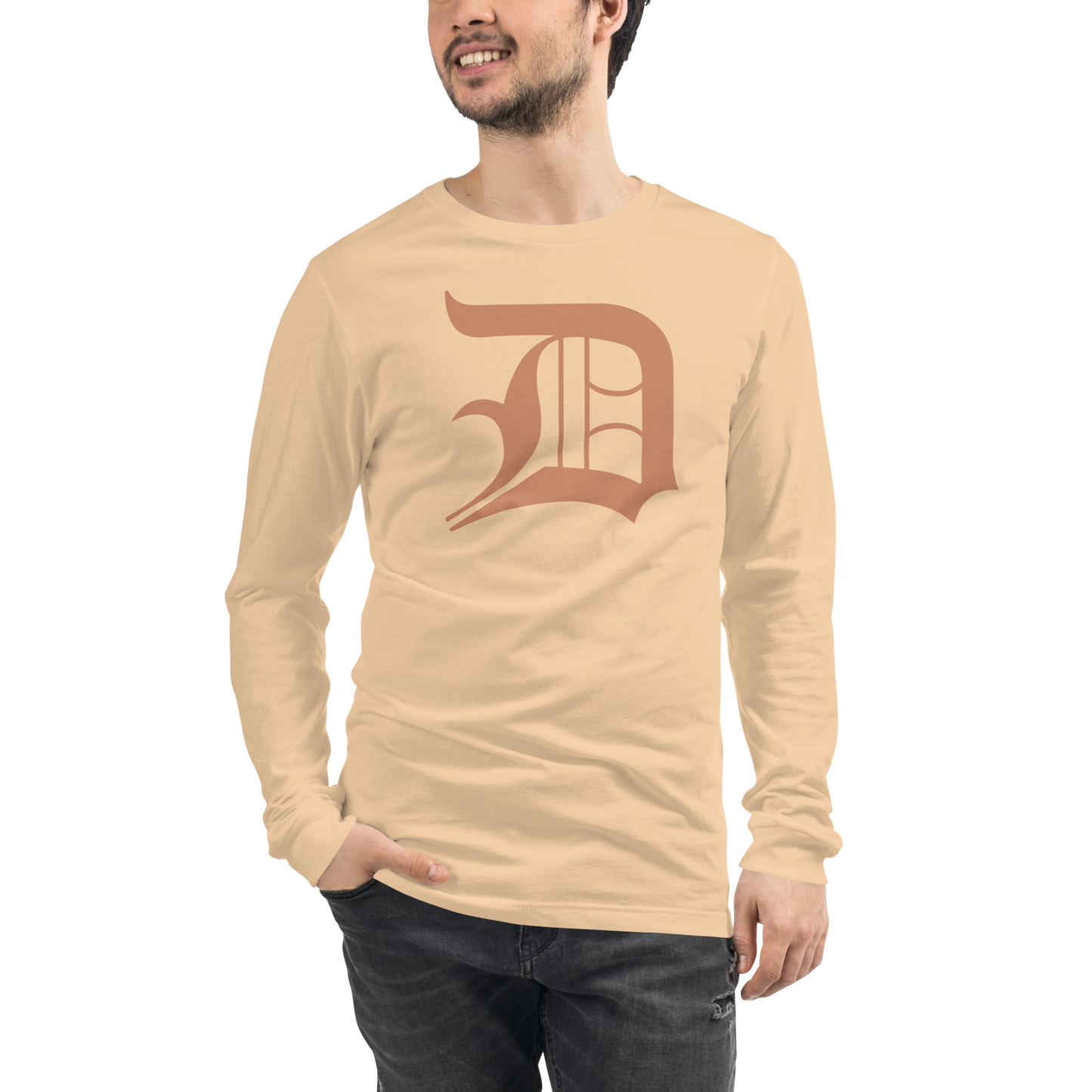 Detroit 'Old English D' T-Shirt (Copper Color) | Unisex Long Sleeve