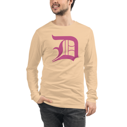 Detroit 'Old English D' T-Shirt (Apple Blossom Pink) | Unisex Long Sleeve