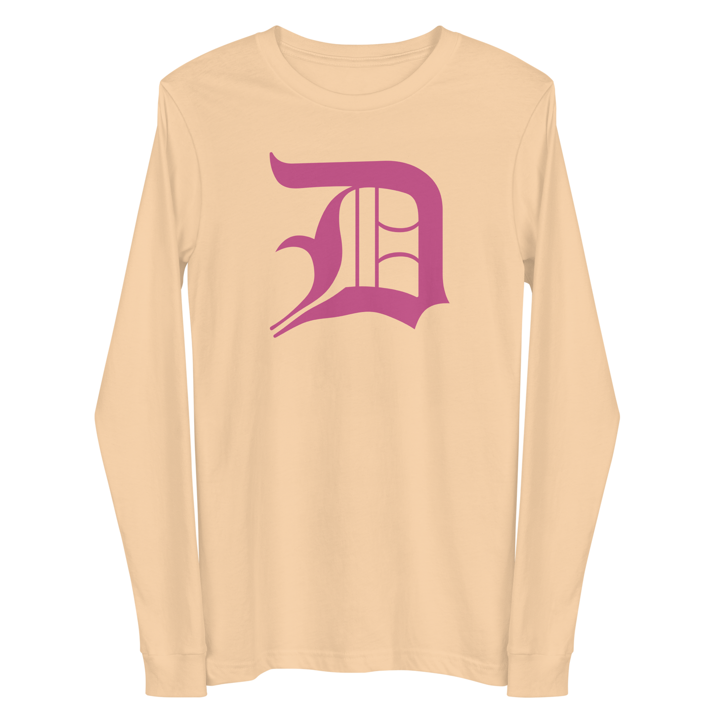 Detroit 'Old English D' T-Shirt (Apple Blossom Pink) | Unisex Long Sleeve