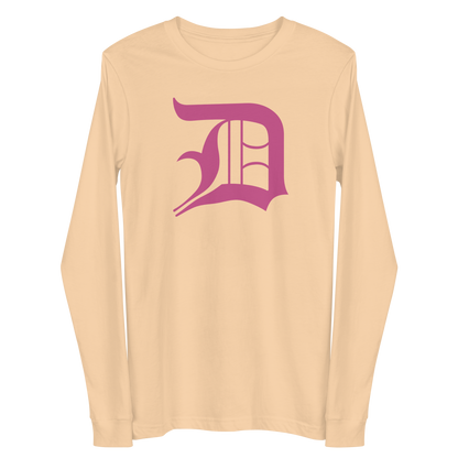 Detroit 'Old English D' T-Shirt (Apple Blossom Pink) | Unisex Long Sleeve