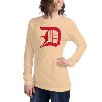 Detroit 'Old English D' T-Shirt (Aliform Red) | Unisex Long Sleeve