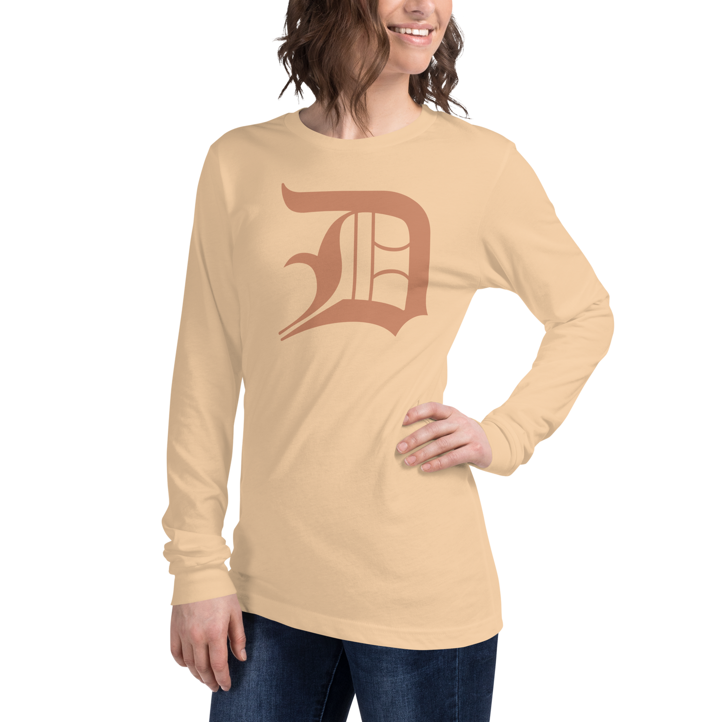 Detroit 'Old English D' T-Shirt (Copper Color) | Unisex Long Sleeve