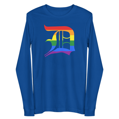 Detroit 'Old English D' T-Shirt (Rainbow Pride Edition) | Unisex Long Sleeve