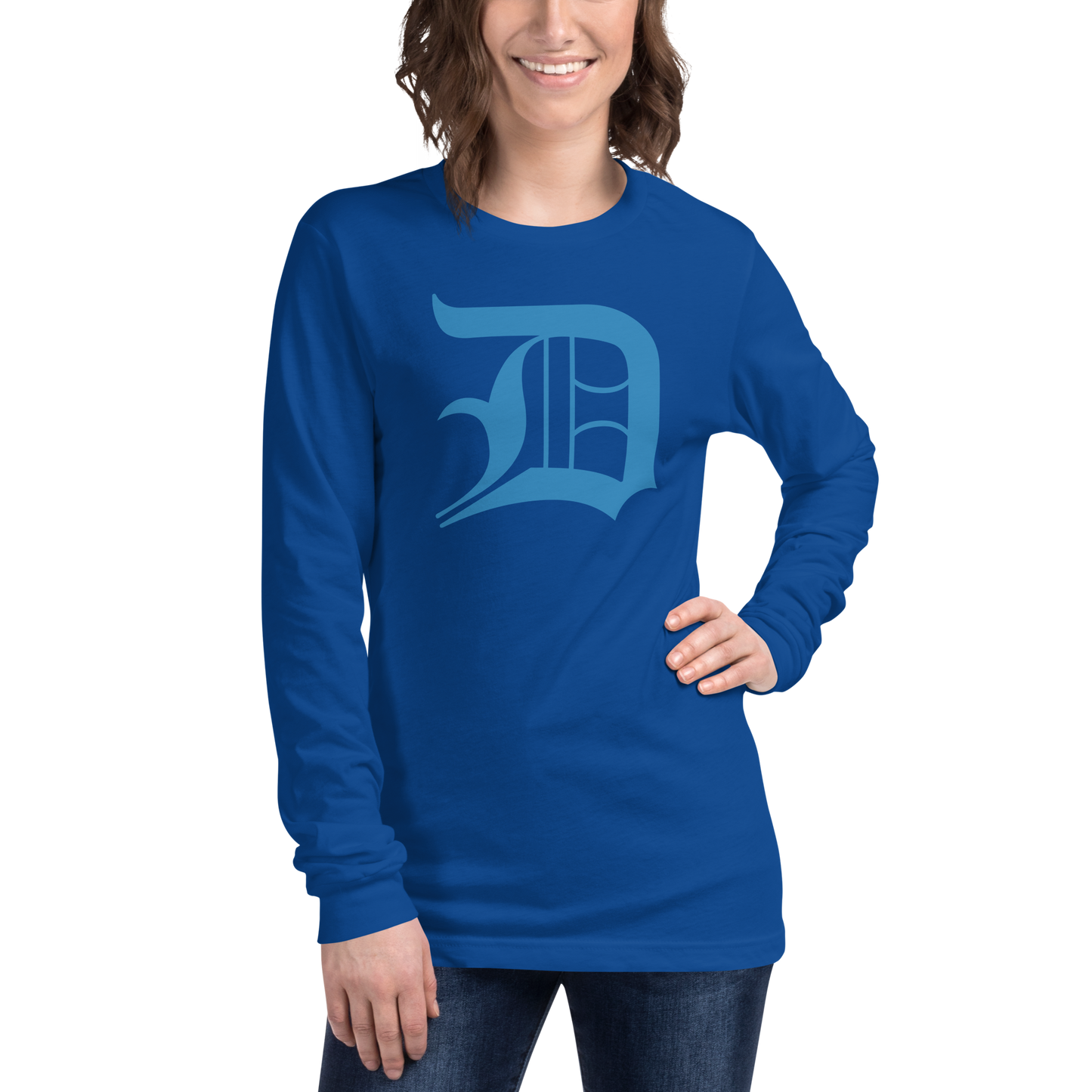 Detroit 'Old English D' T-Shirt (Azure) | Unisex Long Sleeve