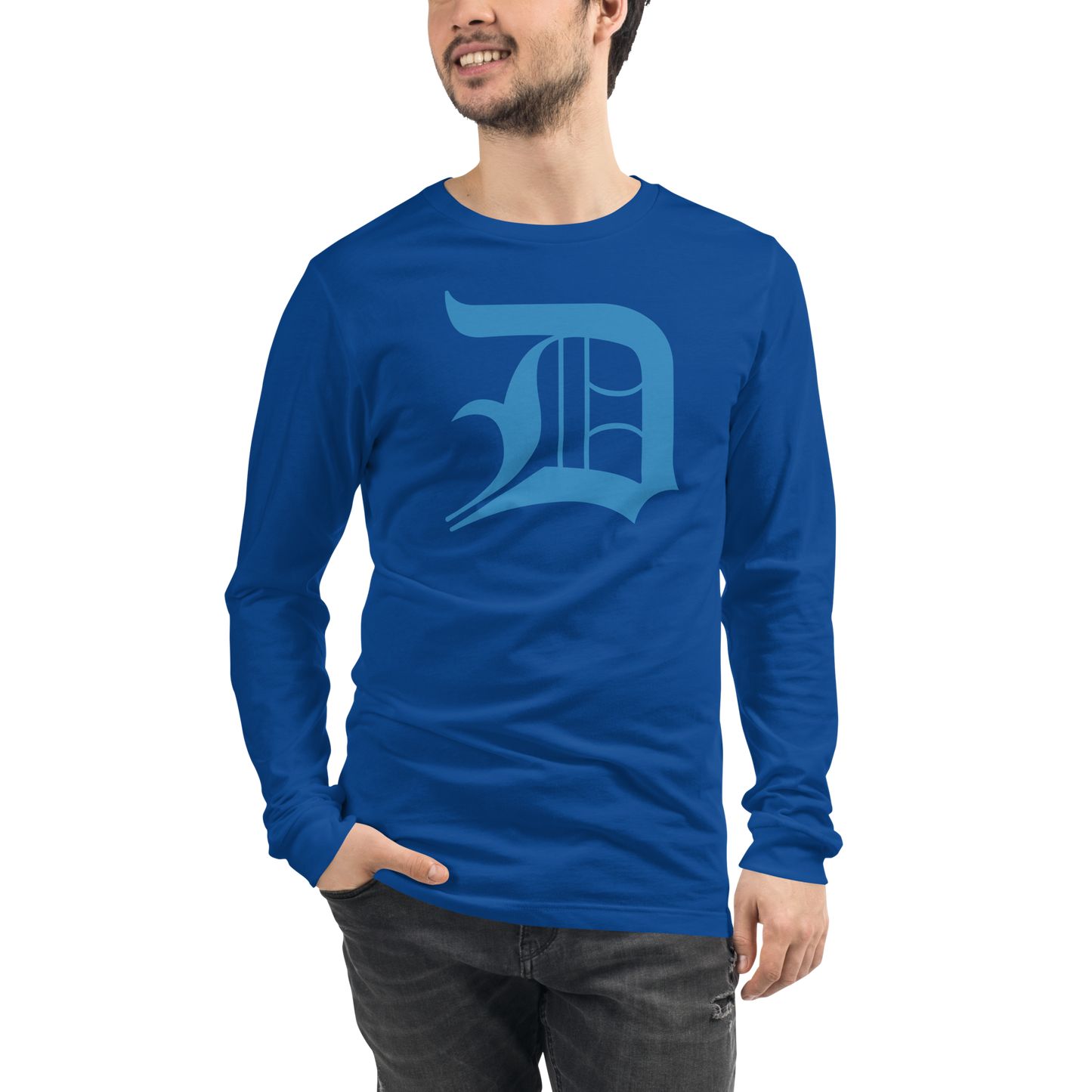 Detroit 'Old English D' T-Shirt (Azure) | Unisex Long Sleeve