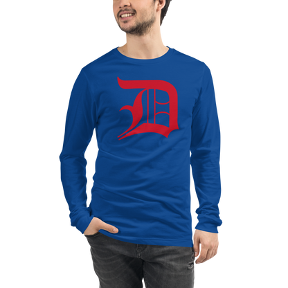 Detroit 'Old English D' T-Shirt (Aliform Red) | Unisex Long Sleeve