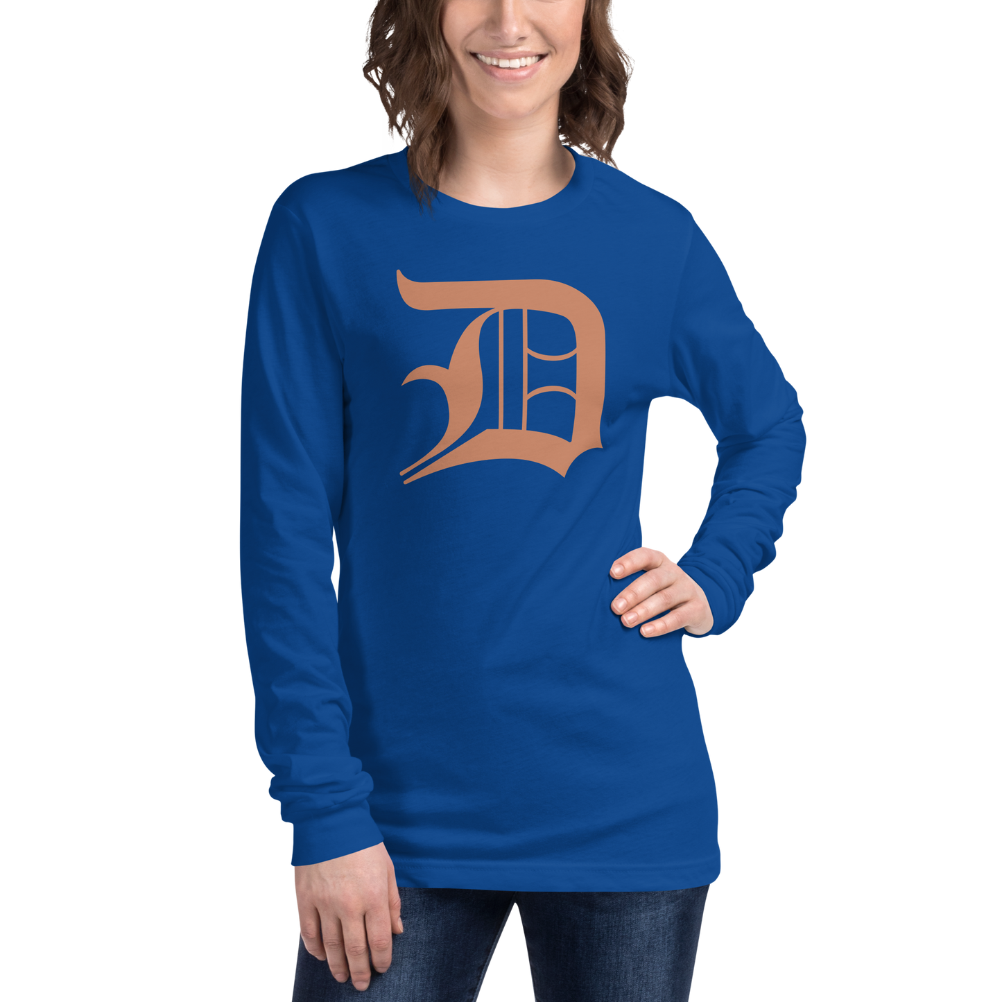 Detroit 'Old English D' T-Shirt (Copper Color) | Unisex Long Sleeve