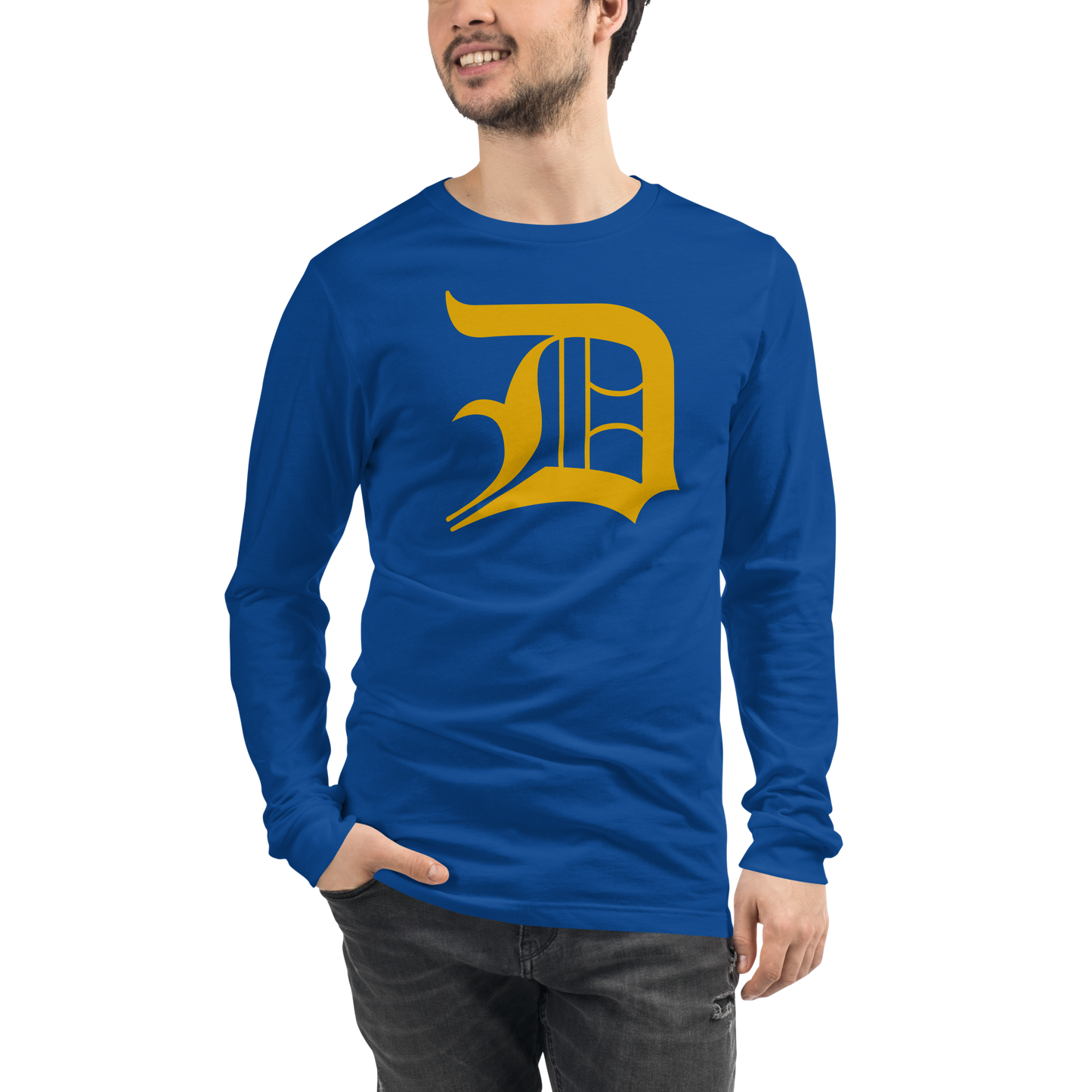 Detroit 'Old English D' T-Shirt (Gold) | Unisex Long Sleeve