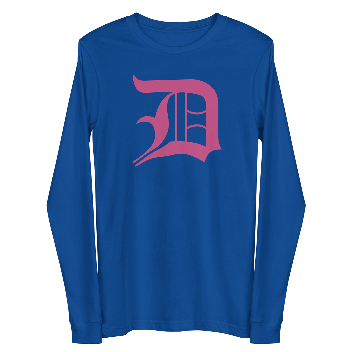 Detroit 'Old English D' T-Shirt (Apple Blossom Pink) | Unisex Long Sleeve