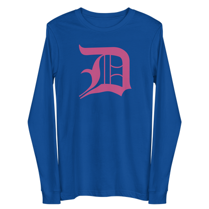 Detroit 'Old English D' T-Shirt (Apple Blossom Pink) | Unisex Long Sleeve