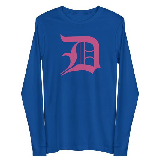 Detroit 'Old English D' T-Shirt (Apple Blossom Pink) | Unisex Long Sleeve