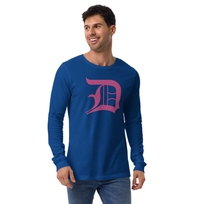 Detroit 'Old English D' T-Shirt (Apple Blossom Pink) | Unisex Long Sleeve