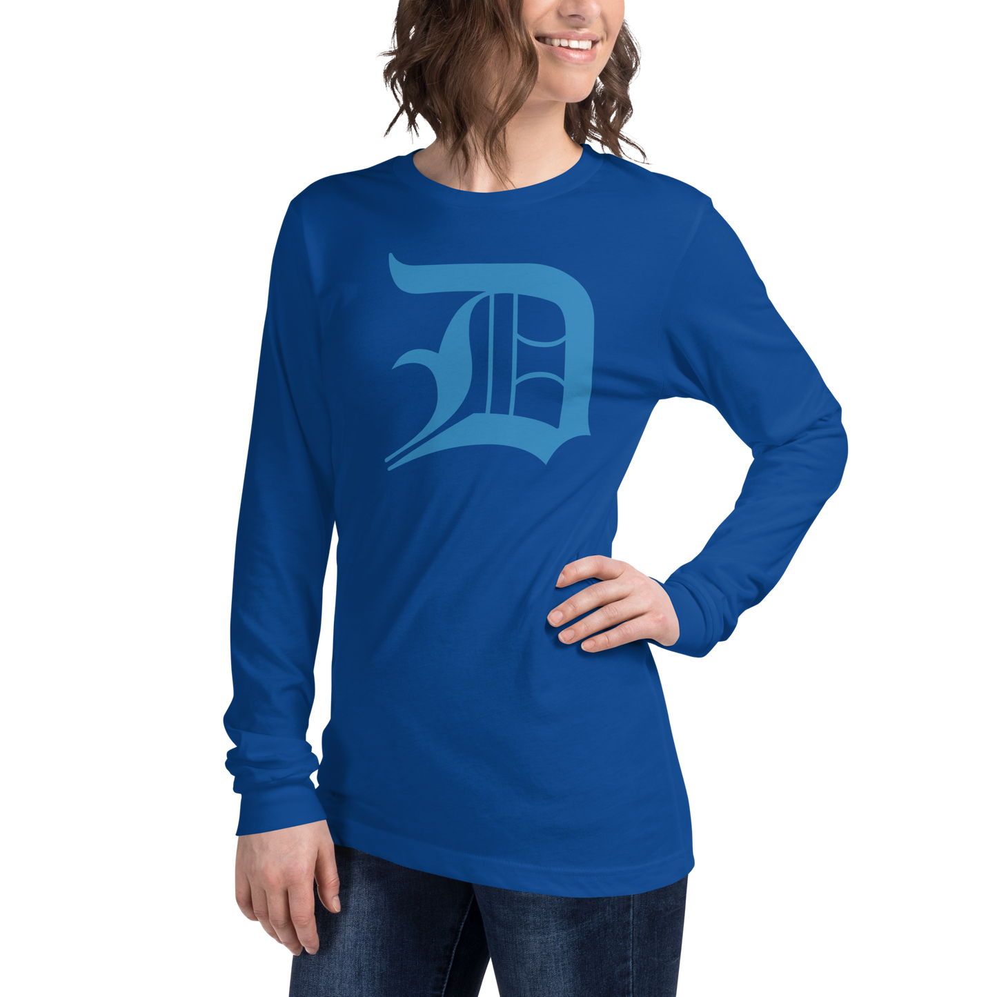 Detroit 'Old English D' T-Shirt (Azure) | Unisex Long Sleeve