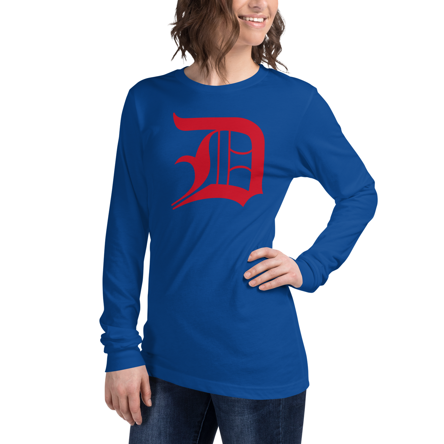 Detroit 'Old English D' T-Shirt (Aliform Red) | Unisex Long Sleeve