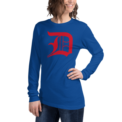 Detroit 'Old English D' T-Shirt (Aliform Red) | Unisex Long Sleeve