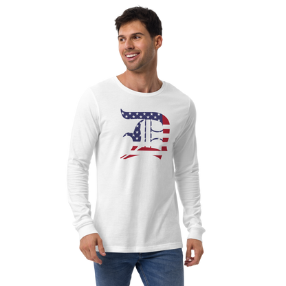 Detroit 'Old English D' T-Shirt (Patriotic Edition) | Unisex Long Sleeve