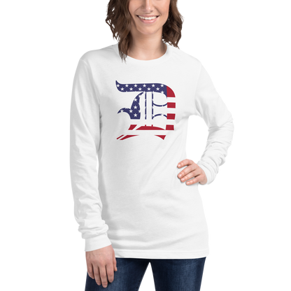 Detroit 'Old English D' T-Shirt (Patriotic Edition) | Unisex Long Sleeve