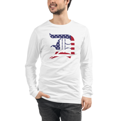 Detroit 'Old English D' T-Shirt (Patriotic Edition) | Unisex Long Sleeve