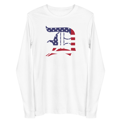 Detroit 'Old English D' T-Shirt (Patriotic Edition) | Unisex Long Sleeve