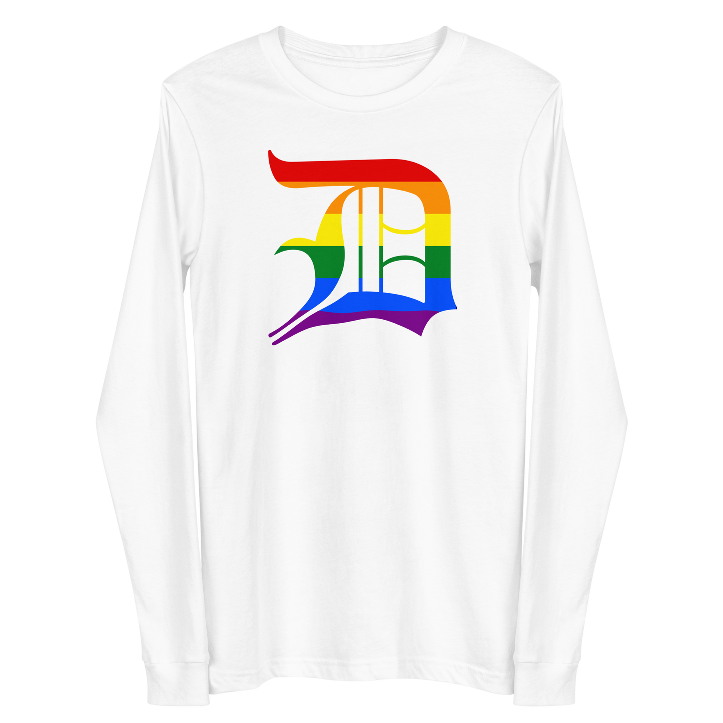 Detroit 'Old English D' T-Shirt (Rainbow Pride Edition) | Unisex Long Sleeve