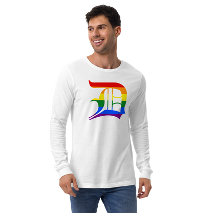 Detroit 'Old English D' T-Shirt (Rainbow Pride Edition) | Unisex Long Sleeve