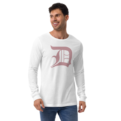 Detroit 'Old English D' T-Shirt (Cherry Blossom Pink) | Unisex Long Sleeve