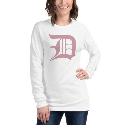 Detroit 'Old English D' T-Shirt (Cherry Blossom Pink) | Unisex Long Sleeve