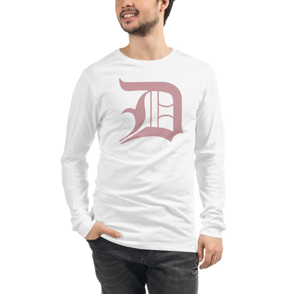 Detroit 'Old English D' T-Shirt (Cherry Blossom Pink) | Unisex Long Sleeve