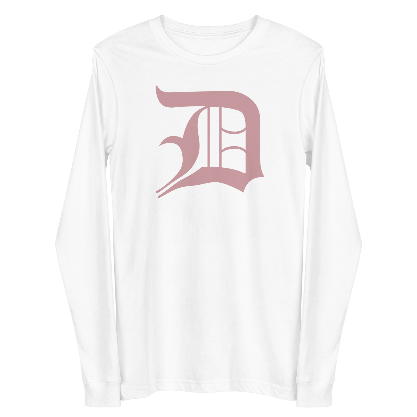 Detroit 'Old English D' T-Shirt (Cherry Blossom Pink) | Unisex Long Sleeve