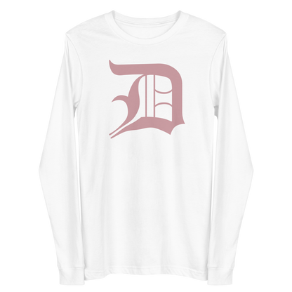 Detroit 'Old English D' T-Shirt (Cherry Blossom Pink) | Unisex Long Sleeve