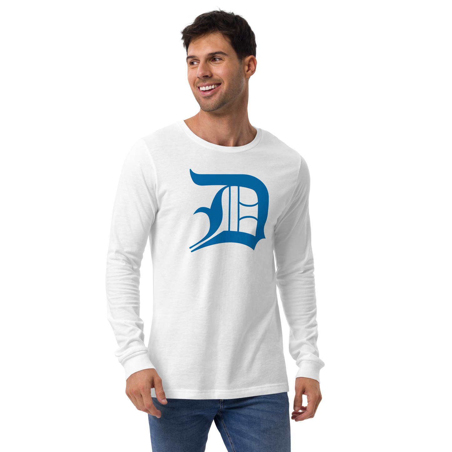 Detroit 'Old English D' T-Shirt (Azure) | Unisex Long Sleeve