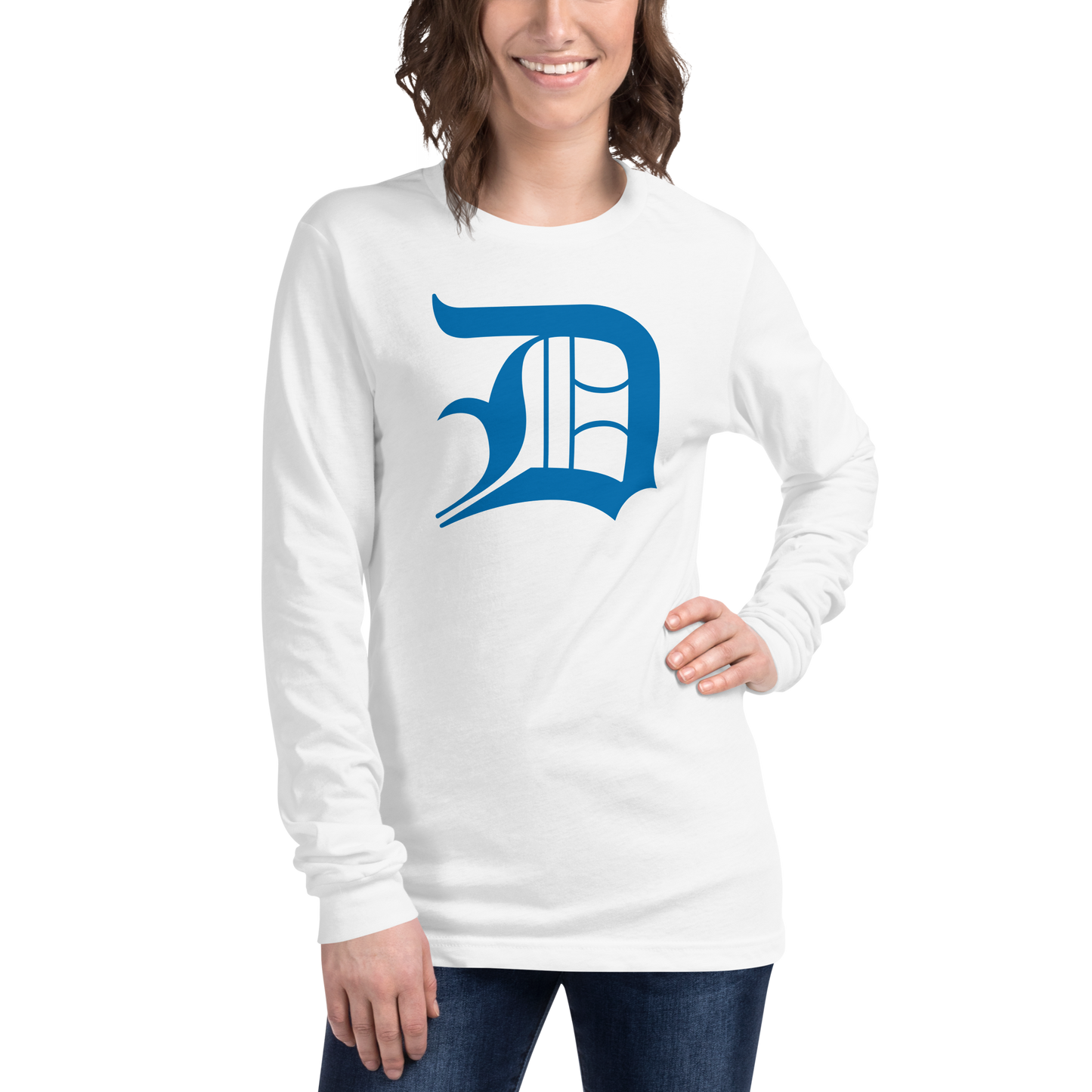 Detroit 'Old English D' T-Shirt (Azure) | Unisex Long Sleeve